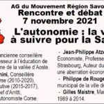 L'autonomie en débat à Menthonnex-en-Bornes avec le mouvement "Région Savoie"