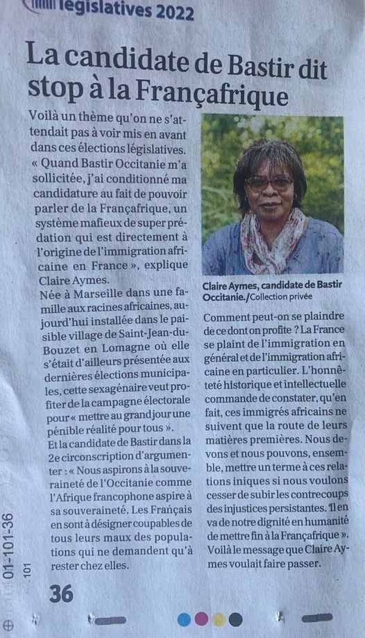 Article de la Dépêche de notre candidate Claire Aymes 2ème circo Tarn et Garonne