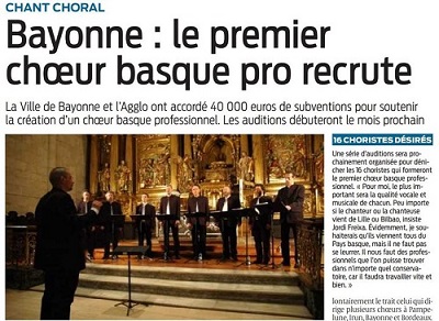Le 1er chœur basque recrute