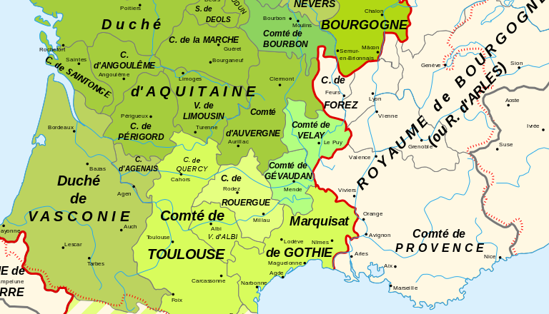 En 987, Hugues Capet est proclamé « roi des Gaulois, des Bretons, des Danois, des Aquitains, des Goths, des Espagnols, des Gascons… »
