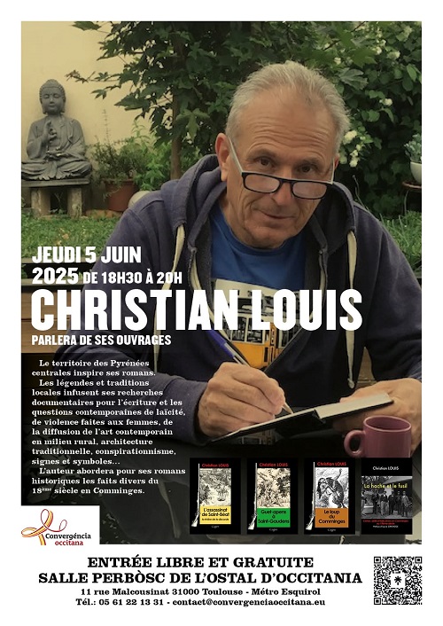L’écrivain Christian Louis présentera ses ouvrages à la Maison d’Occitanie à Toulouse