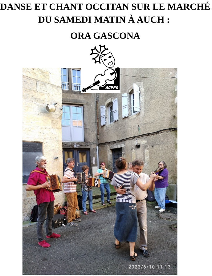 (32) Auch - Ora Gascona tous les samedis à 11 h près de la halle aux Herbes