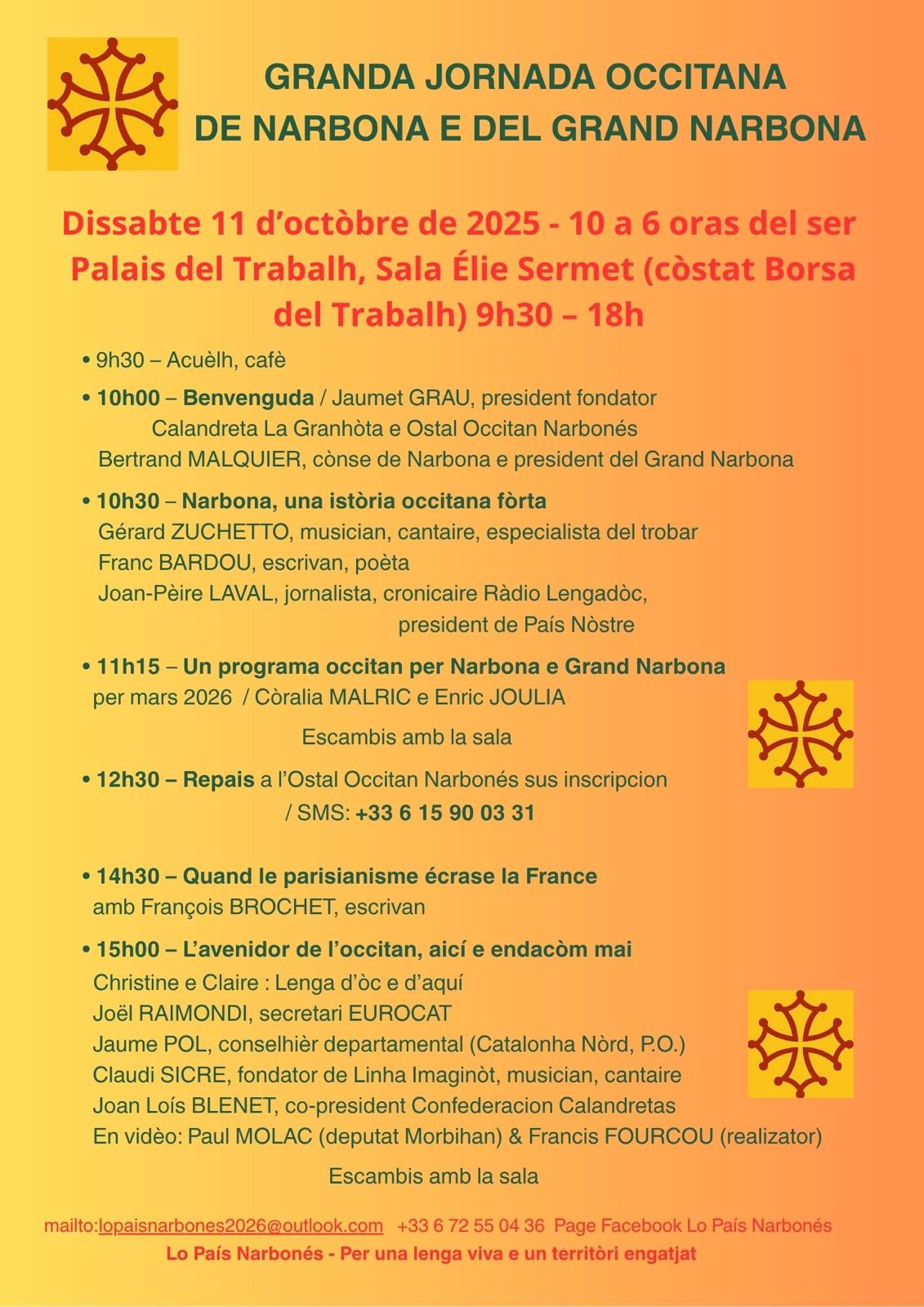 Jornada Occitana lo dissabte 11 d'octobre a Narbona