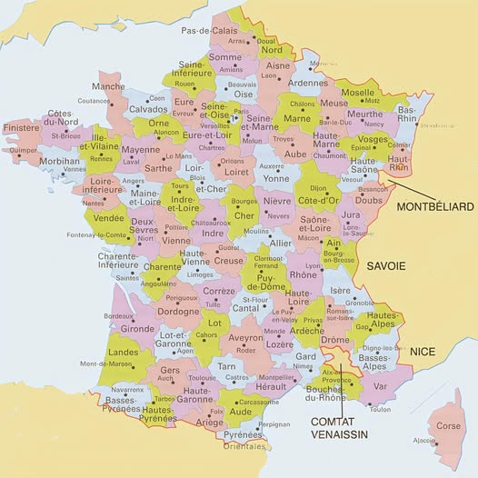 La France en 83 départements en 1790.