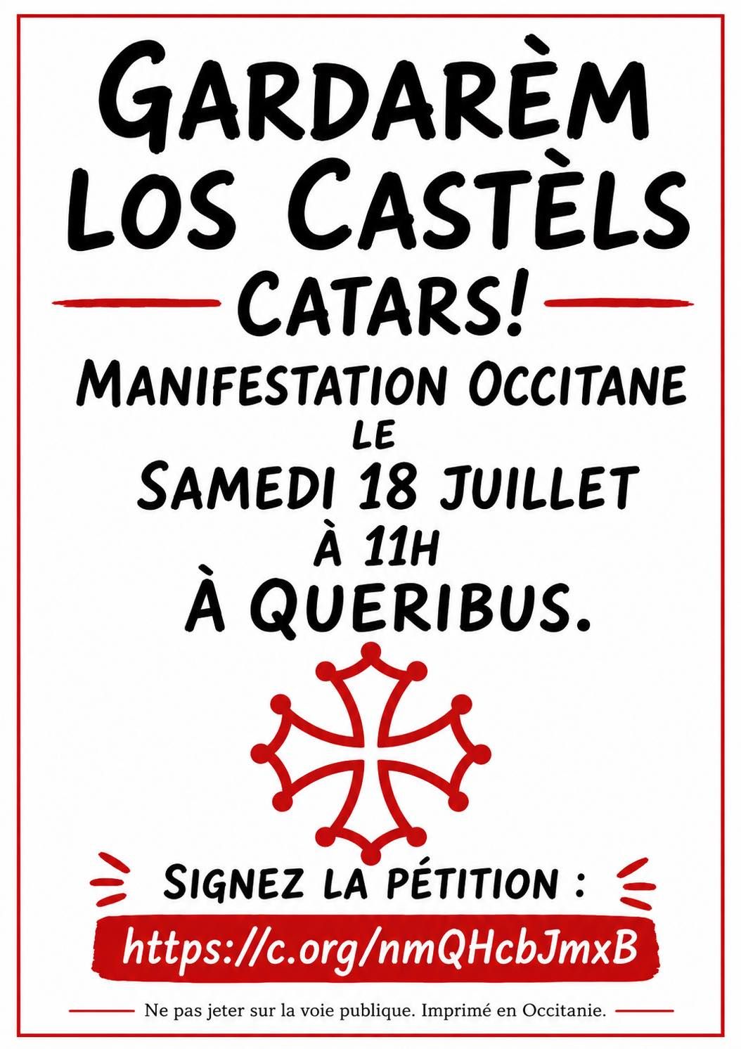 Gardarèm los Castèls Catars ! manifestacion occitana lo 18 de julhet a Queribus